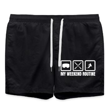 Meine Wochenendroutine - Badeshorts - Schwarz - Vorne - AI Model Male 185 light (185cm)