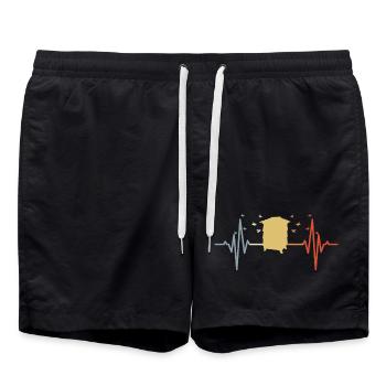 Vintage Beehive Heart Palpitations - Swim Trunks - black - Front - AI Model Male 185 light (185cm)