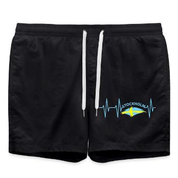 pouls battement de coeur stockholm Suède symbole icône - Short de bain - noir - Devant - AI Model Male 185 light (185cm)