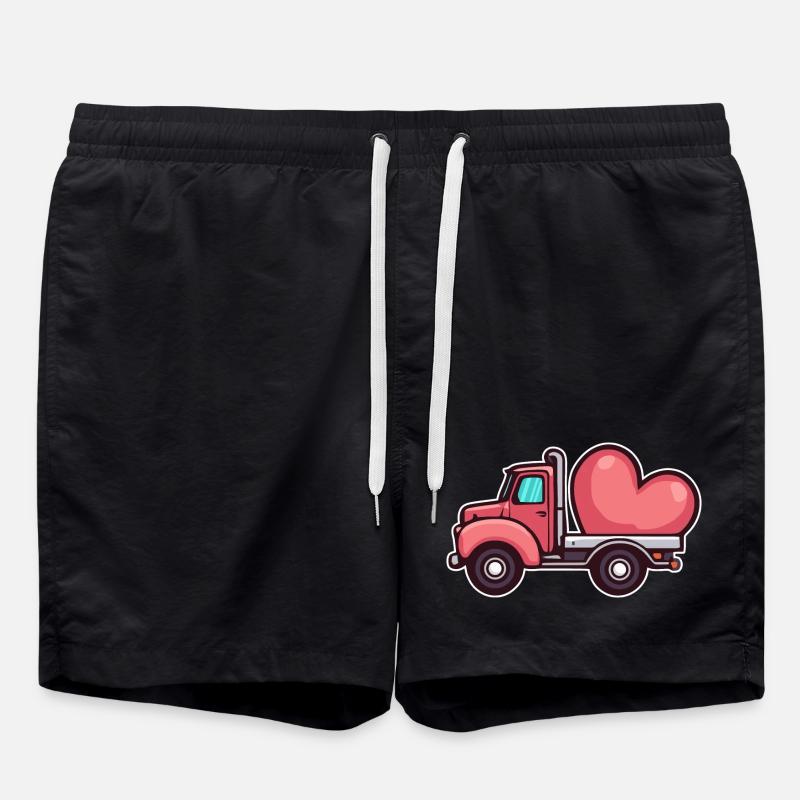 Camion avec coeur Saint-Valentin - Short de bain - noir