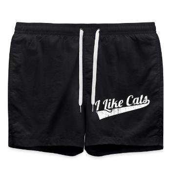 I like cats - Swim Trunks - black - Front - AI Model Male 185 light (185cm)