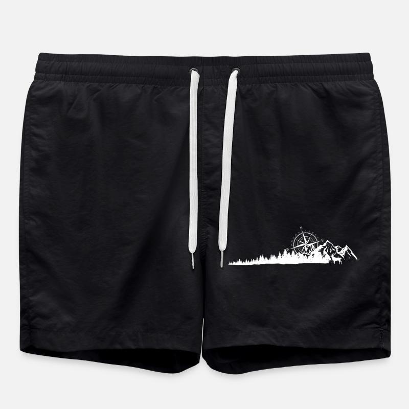 Compass Mountain Ridge Silhouette - Swim Trunks - black