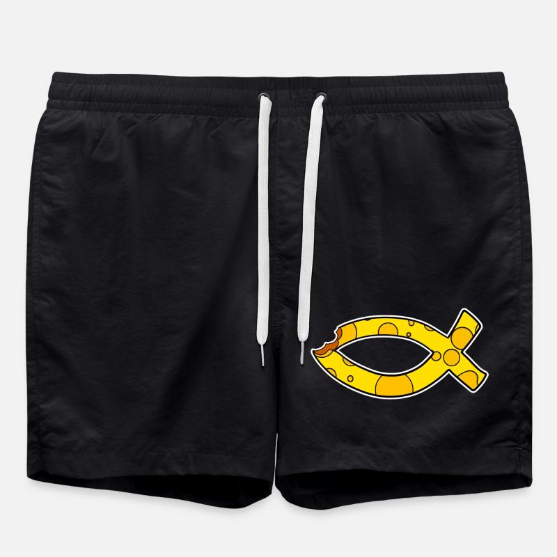 Fisch Symbol Käse - Badeshorts - Schwarz