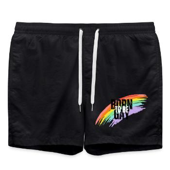 Né pour célébrer la diversité queer - Short de bain - noir - Devant - AI Model Male 185 light (185cm)