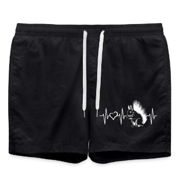 Squirrel pulse love forest animals heart icon icon - Swim Trunks - black - Front - AI Model Male 185 light (185cm)
