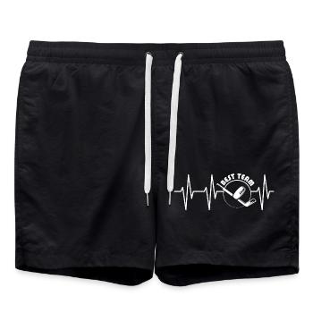 best team icehockey symbol Herzschlag Puls Icon - Badeshorts - Schwarz - Vorne - AI Model Male 185 light (185cm)