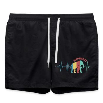 puls bunter elefant Tiere Rüssel retro Farben icon - Badeshorts - Schwarz - Vorne - AI Model Male 185 light (185cm)