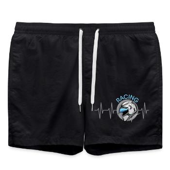 Icône d’art d’illustration de battement de cœur de course de moto - Short de bain - noir - Devant - AI Model Male 185 light (185cm)