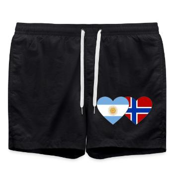 Argentine Norvège Drapeau Coeur - Short de bain - noir - Devant - AI Model Male 185 light (185cm)