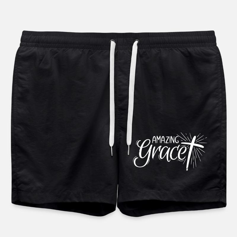 Amazing Grace Lettering - Swim Trunks - black