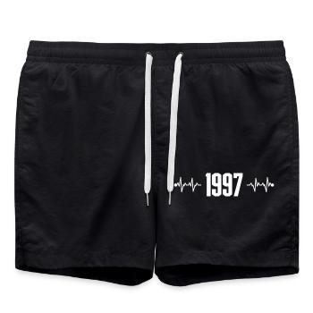 1997 Retro Herzschlag Logo - Badeshorts - Schwarz - Vorne - AI Model Male 185 light (185cm)