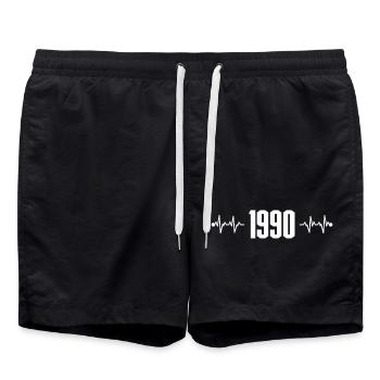 1990er Pulse Retro Heartbeat - Badeshorts - Schwarz - Vorne - AI Model Male 185 light (185cm)