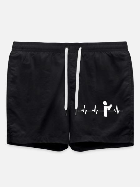 Architect Stick Figure Heartbeat - Swim Trunks - black
