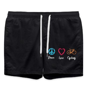 Peace Love Cycling - Swim Trunks - black - Front - AI Model Male 185 light (185cm)