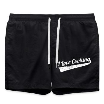 I love to cook - Swim Trunks - black - Front - AI Model Male 185 light (185cm)