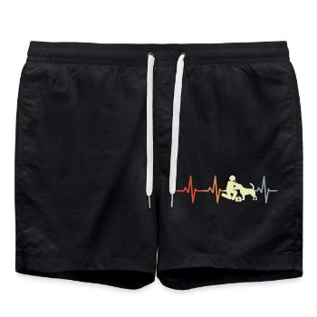 Tierarzt Strichfiguren EKG - Badeshorts - Schwarz - Vorne - AI Model Male 185 light (185cm)