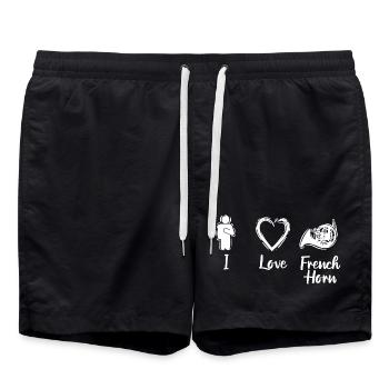 J’aime le cor français - Short de bain - noir - Devant - AI Model Male 185 light (185cm)