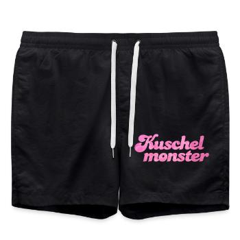 Kuschelmonster flauschig coole Sprüche Fell rosa - Badeshorts - Schwarz - Vorne - AI Model Male 185 light (185cm)