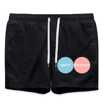 HAPPY BIRTHDAY. HAPPY BIRTHDAY. ANNIVERSARY. - Swim Trunks - black - Front - AI Model Male 185 light (185cm)
