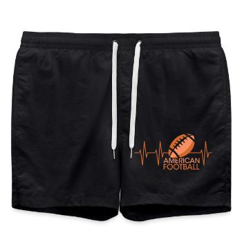 Icône graphique de balle de battement de cœur de football américain pulse - Short de bain - noir - Devant - AI Model Male 185 light (185cm)