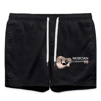 Guitare Symbole Musicien Musicien Musique Logo Band - Short de bain - noir - Devant - AI Model Male 185 light (185cm)