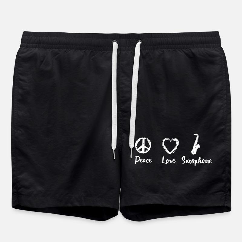 Peace Love Saxophone - Badeshorts - Schwarz