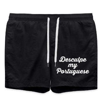 PORTUGAL Portugiesische Sprache - Badeshorts - Schwarz - Vorne - AI Model Male 185 light (185cm)