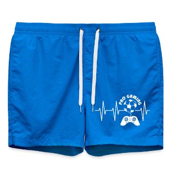 pro gaming heartbeat pulse soccer gamer icon logo - Swim Trunks - cobalt blue - Front