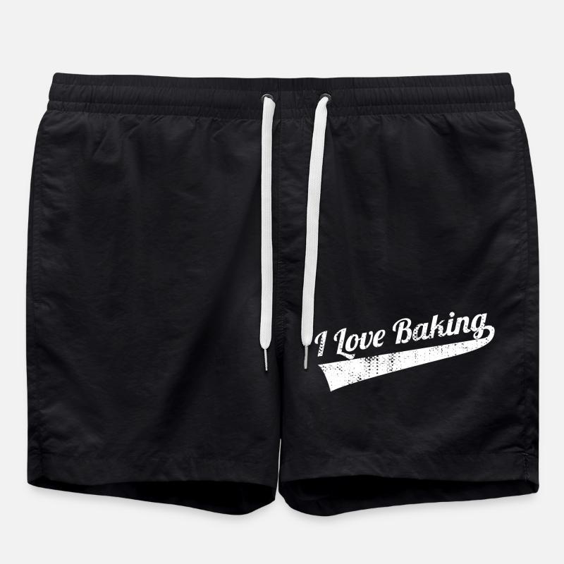 Backen Liebhaber Zitat - Badeshorts - Schwarz
