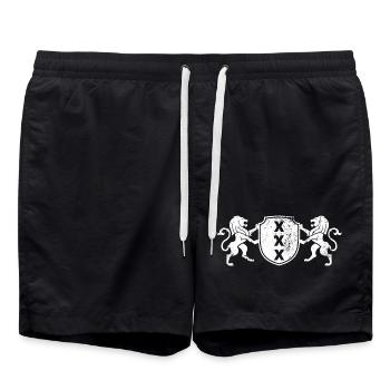 Écusson héraldique X avec lions - Short de bain - noir - Devant - AI Model Male 185 light (185cm)