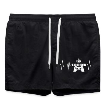 gaming puls gamer Herzschlag Symbol Controller - Badeshorts - Schwarz - Vorne - AI Model Male 185 light (185cm)