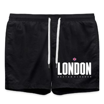 London Bold Bloc UK Flag - Swim Trunks - black - Front - AI Model Male 185 light (185cm)