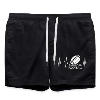 american football pulse icon heartbeat icon logo - Swim Trunks - black - Front - AI Model Male 185 light (185cm)