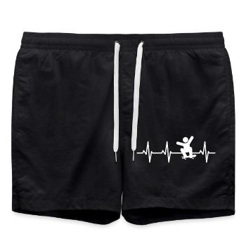 Skateboarder Strichmännchen Kardiogramm - Badeshorts - Schwarz - Vorne - AI Model Male 185 light (185cm)