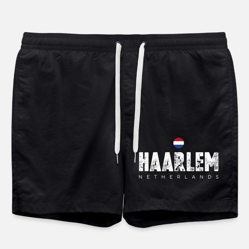 Haarlem Distressed Logo - Swim Trunks - black