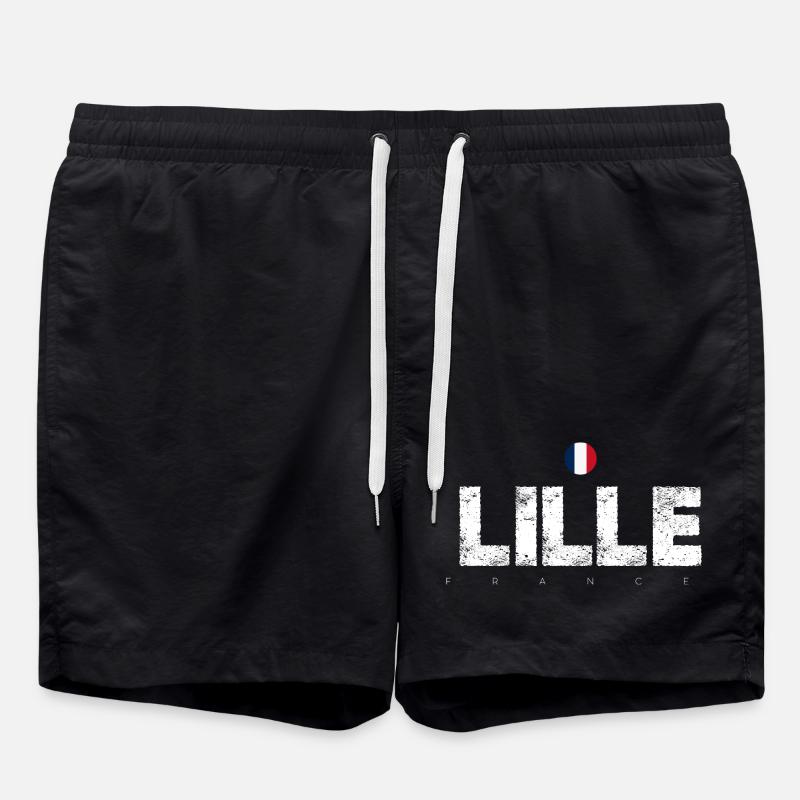 Lille Frankreich Distressed Typografie - Badeshorts - Schwarz