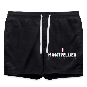 Montpellier France City Wordmark - Swim Trunks - black - Front - AI Model Male 185 light (185cm)