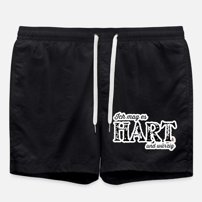 Hart und Würzig Textdesign - Badeshorts - Schwarz