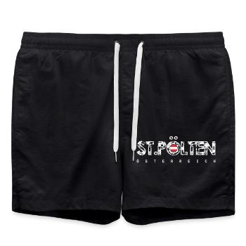 Distressed Text with Flag Orb - Swim Trunks - black - Front - AI Model Male 185 light (185cm)