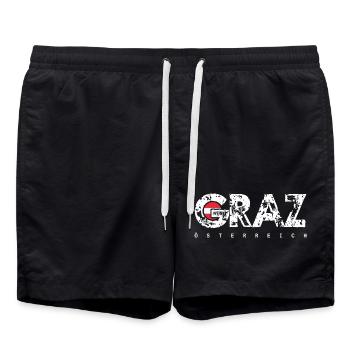 Graz City Grunge Logo Österreich - Badeshorts - Schwarz - Vorne - AI Model Male 185 light (185cm)