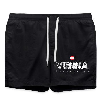 Vena Österreich Distressed Logo - Swim Trunks - black - Front - AI Model Male 185 light (185cm)