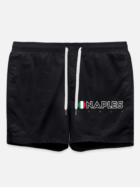 Naples Flag Circle Typography - Swim Trunks - black