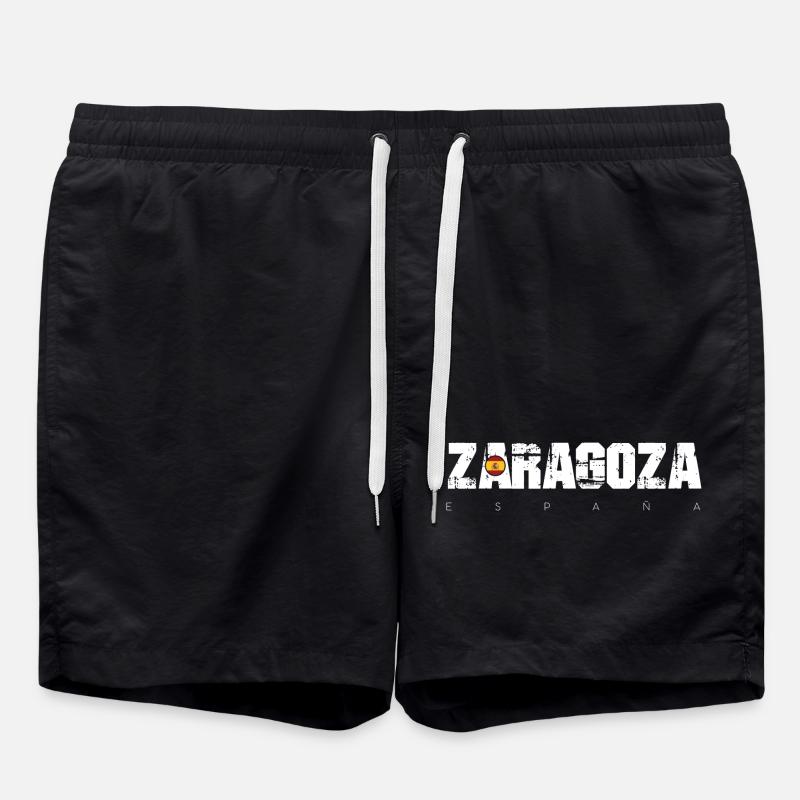 Saragosse Rough Text City Flag Tee - Short de bain - noir