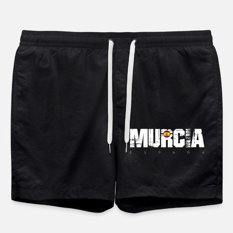 Murcia Spain Distressed Text - Swim Trunks - black