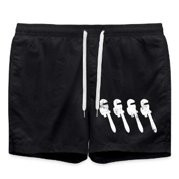Pipe Wrench Sketch - Swim Trunks - black - Front - AI Model Male 185 light (185cm)