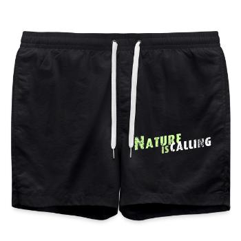 La nature appelle le lettrage - Short de bain - noir - Devant - AI Model Male 185 light (185cm)
