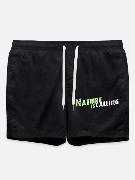 Nature is calling lettering - Swim Trunks - black