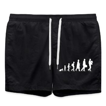 Development from child to French horn player - Swim Trunks - black - Front - AI Model Male 185 light (185cm)