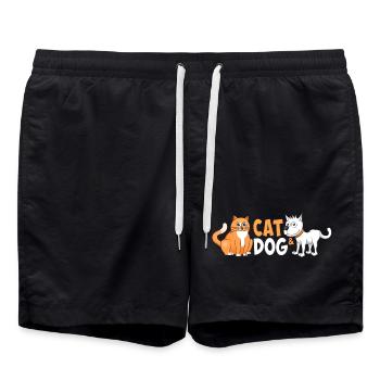 Image joyeuse d’un chat et d’un chien. - Short de bain - noir - Devant - AI Model Male 185 light (185cm)