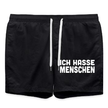Gesellschaftskritik Humor Design - Badeshorts - Schwarz - Vorne - AI Model Male 185 light (185cm)